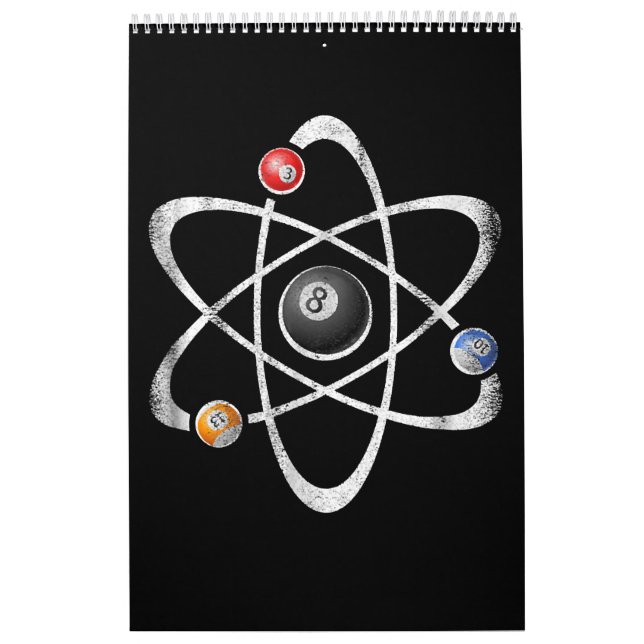 Calendario Billiards Pool Hall Sport Átomo Science (Tapa)