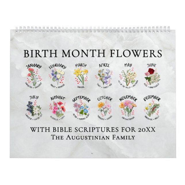 Calendario BIRTH MONTH FLOWERS 2026 Christian (Tapa)