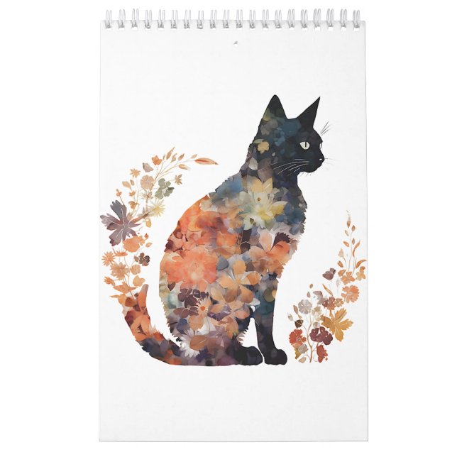 Calendario Black Cat Lover Costuma Flor Flor Flor Sterror (Tapa)