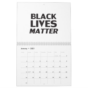 Calendario Black Lives Matter tipografía moderna blanca y neg