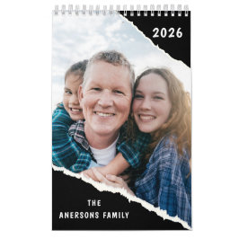 Calendario Black & White Scrapbook Custom Family Photo 2026