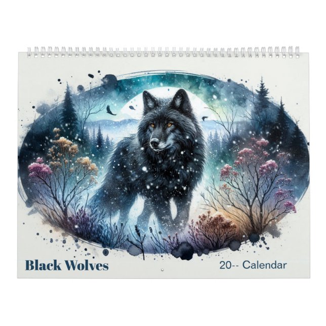 Calendario Black Wolves Snowy Northern Forest Calendar (Tapa)