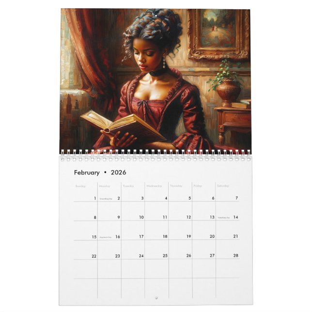 Calendario Black Women Reading Books Art (Feb 2026)