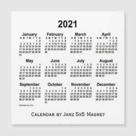 Calendario Blanco 2021 de Janz 5x5 Magnet