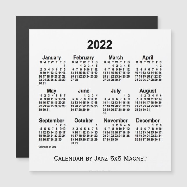 Calendario Blanco 2022 por Janz 5x5 Magnet (Anverso/Reverso)
