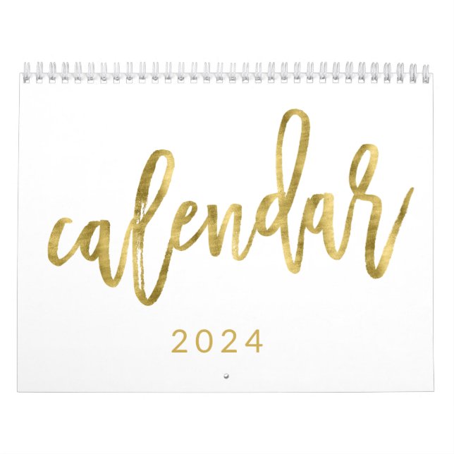Calendario Blanco 2024 Con Faux Golden Months (Tapa)