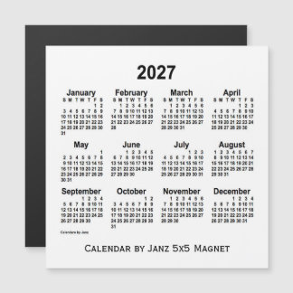 Calendario Blanco 2027 por Janz 5x5 Magnet
