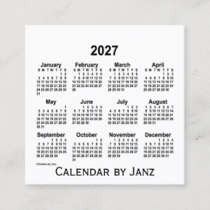 Calendario Blanco 2027 por tarjeta de visita Janz