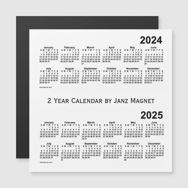 Calendario Blanco de 2 años 2 2024-2025 de Janz Ma (Anverso/Reverso)