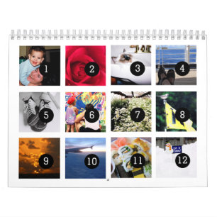 Calendario Blanco Fácil de 1 a 12 con tus Propias