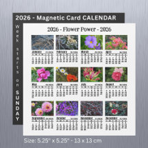 Calendario blanco magnético de flores de 2026 SU