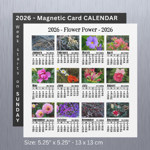 Calendario blanco magnético de flores de 2026 SU