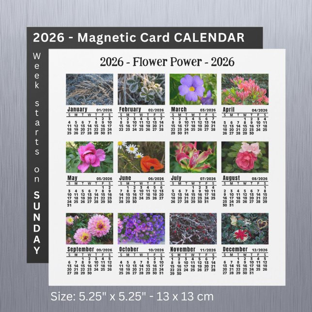 Calendario blanco magnético de flores de 2026 SU (Subido por el creador)