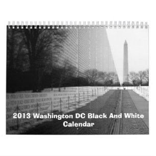 Calendario blanco y negro 2013 del Washington DC