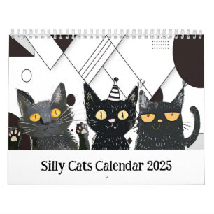 Calendario Blanco Y Negro De Gato Silencioso