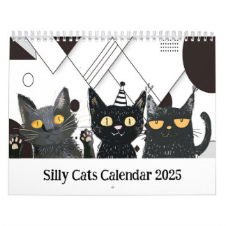 Calendario Blanco Y Negro De Gato Silencioso