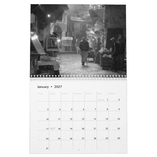 Calendario blanco y negro de la fotografía 2015 (Jan 2027)