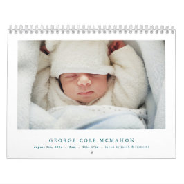 Calendario Blue Baby Boy Birth Announcement Calendar 2026