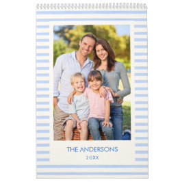 Calendario Blue Pink Elegant Modern Family Photo 2026