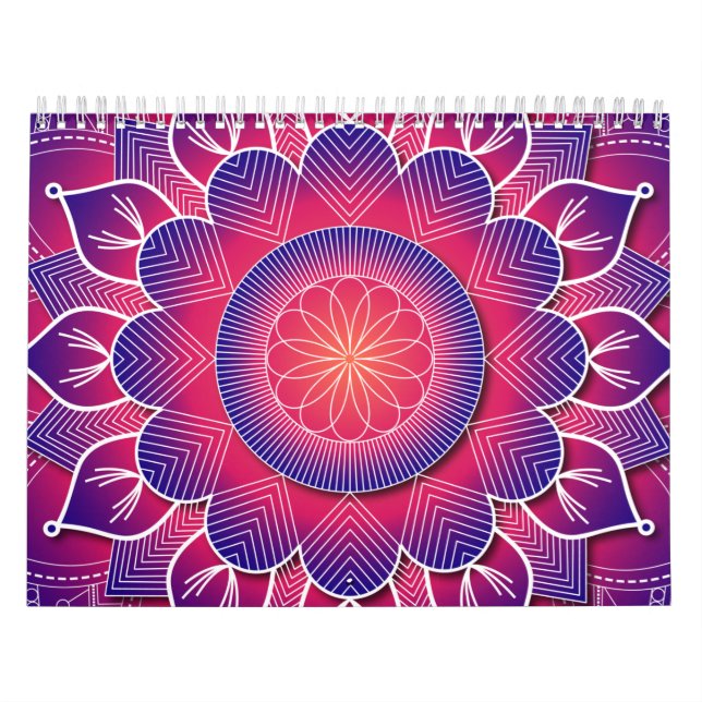 Calendario Blue Purple Traditional Mandala Design     (Tapa)