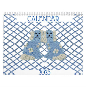 Calendario Blue Staffordshire Dogs Lattice Trellis