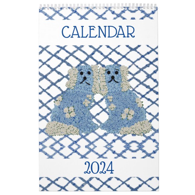 Calendario Blue Staffordshire Dogs Lattice Trellis (Tapa)