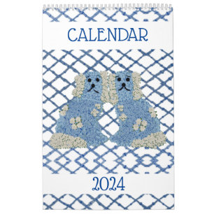 Calendario Blue Staffordshire Dogs Lattice Trellis