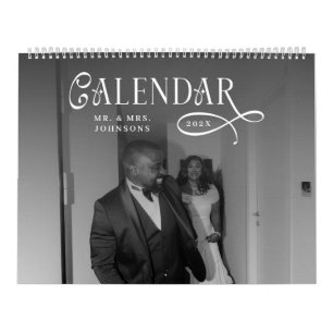Calendario Boda elegante moderna 2026 14 fotos recién casados