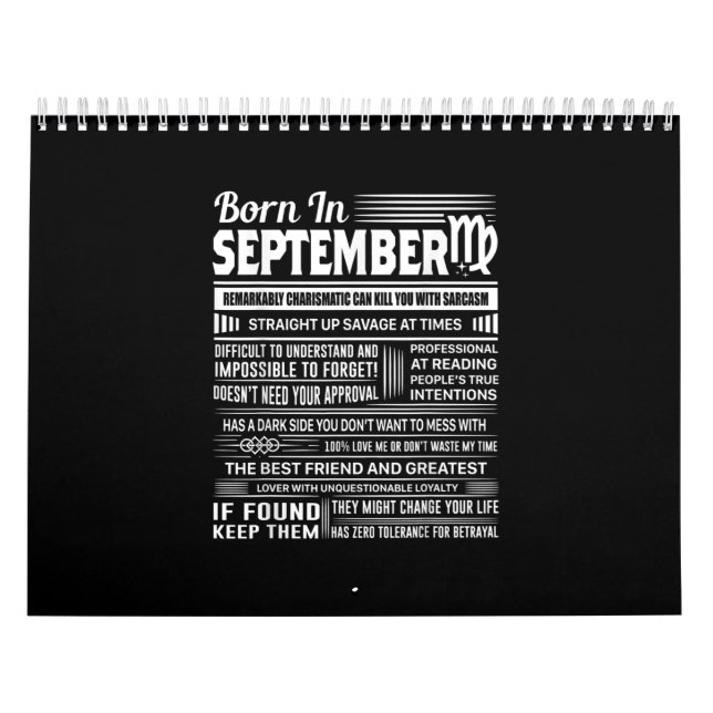 Calendario Born in september virgo funny birthday gift (Tapa)