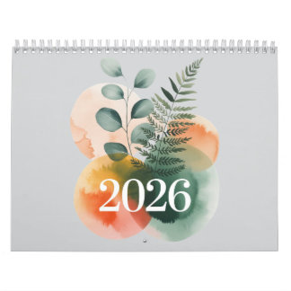 Calendario Botánico Acuarela 2026 – Mínimo Elegant