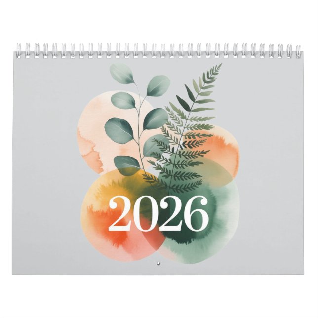 Calendario Botánico Acuarela 2026 – Mínimo Elegant (Tapa)