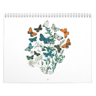 Calendario Botánico de Mariposas Vintage