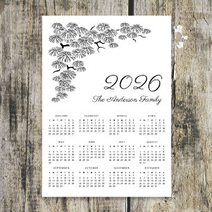 Calendario Botánico de Rama de Pino Elegante 2026