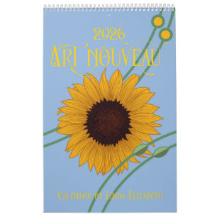 Calendario Botánico Floral Retro de Art Nouveau