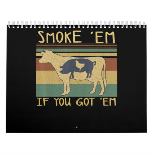 Calendario BQ Pescador de carne humeante en barbacoa