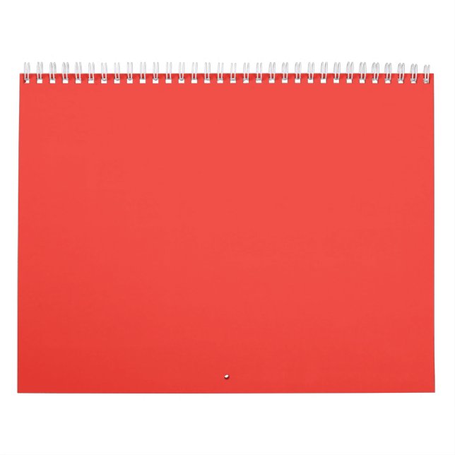 Calendario Bright Red Solid Color Background | Modern Design (Tapa)