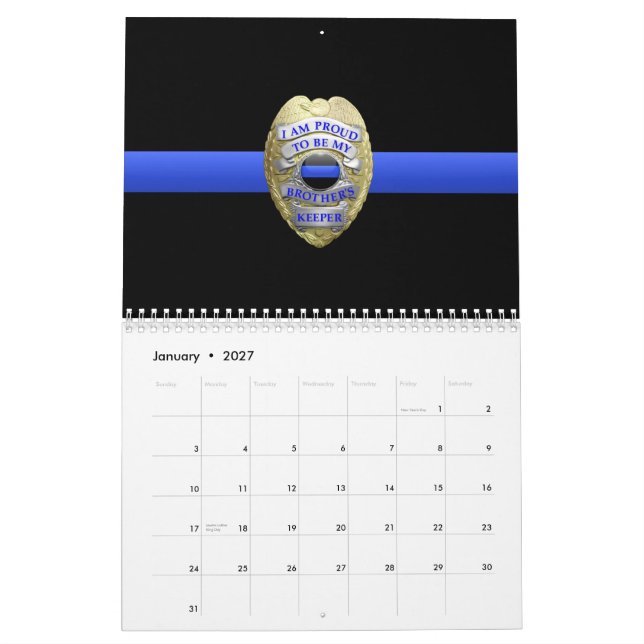 Calendario Brothers Keeper Badge Thin Blue Line Calendar (Jan 2027)