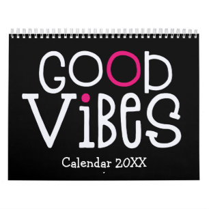 Calendario Buenas Vibes Citas Positivas Pink Black 2022