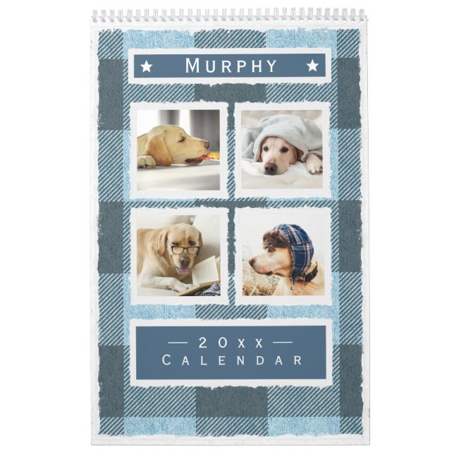 Calendario Búfalo rústico Mascota de Perro Azul 2023 (Tapa)