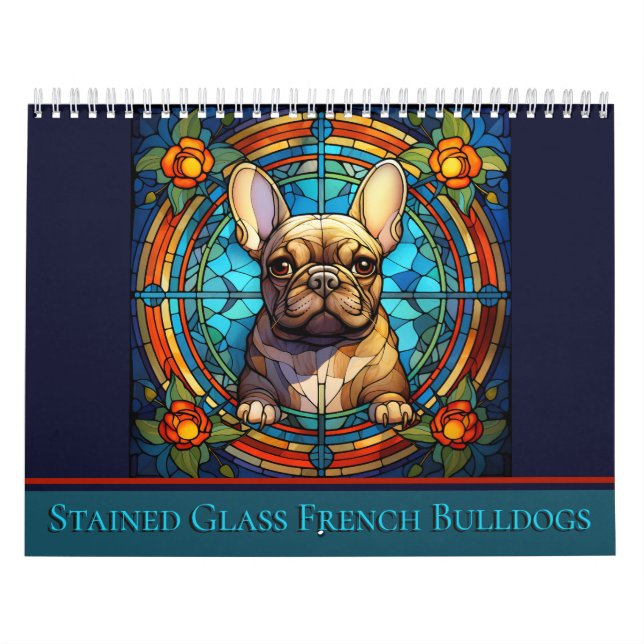 Calendario Bulldog francés de vidrio templado (Tapa)