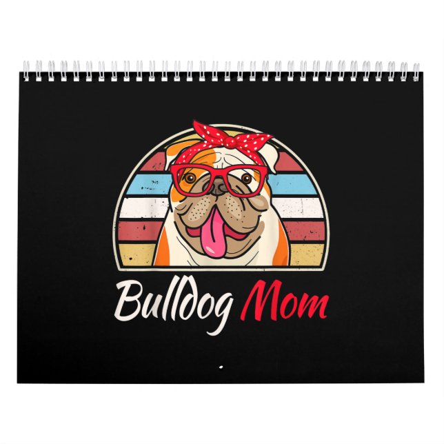 Calendario Bulldog inglés ama regalos Bulldog mamá papá (Tapa)