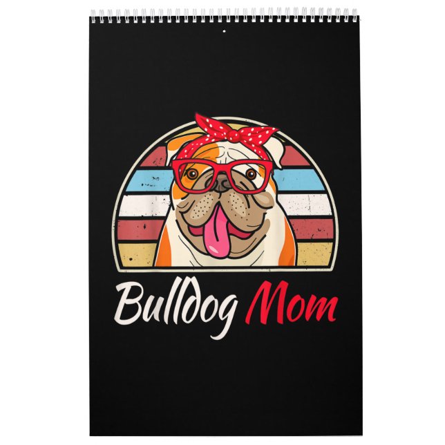 Calendario Bulldog inglés Lover Gifts Bulldog Mamá Papá (Tapa)