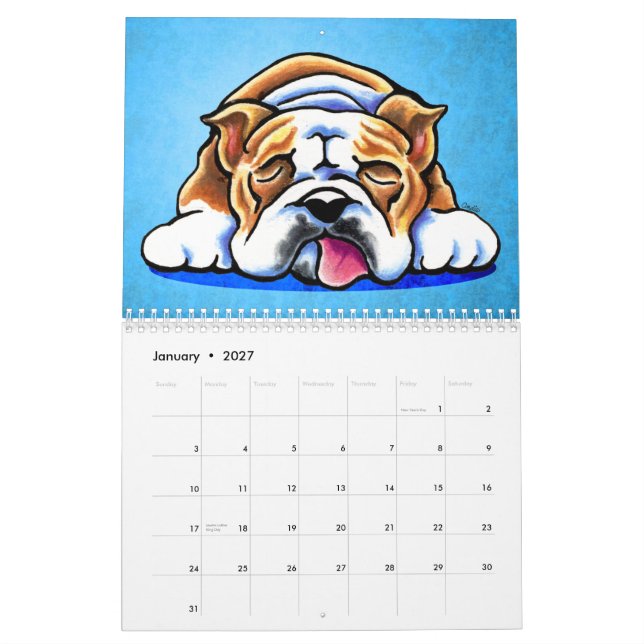 Calendario Bulldoges en inglés Off Leash Art™ Vol 1 (Jan 2027)