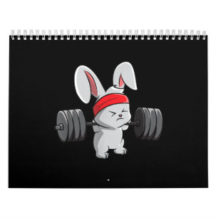 Calendario Bunny Gym Rabbit Ness Halterofilia Gracioso Arte