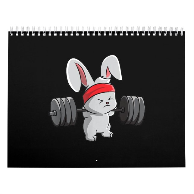 Calendario Bunny Gym Rabbit Ness Halterofilia Gracioso Arte (Tapa)