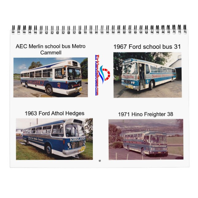 Calendario Buses de Kirklands de los años 1960 y 1970 (Reverso)