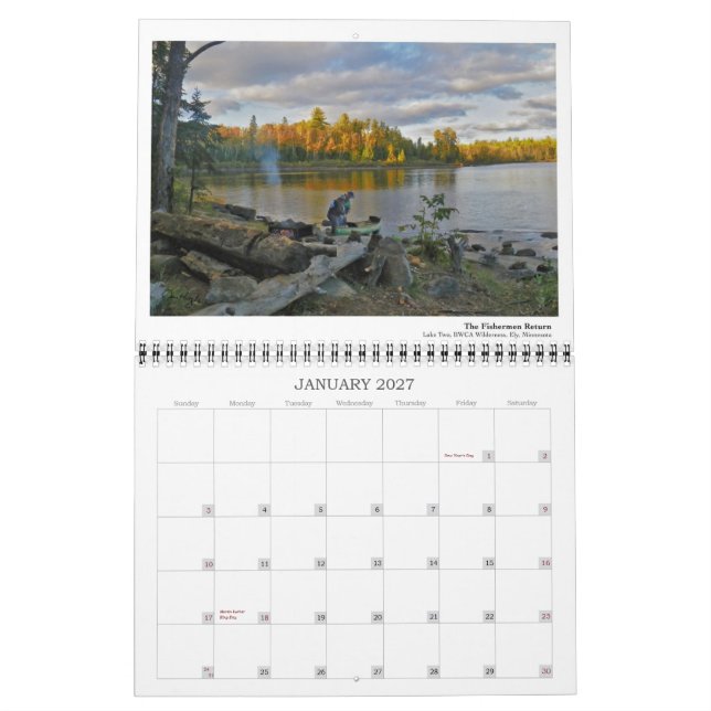Calendario BWCA Namekagon (Jan 2027)