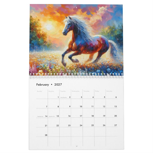 Calendario Caballo en la pradera (Feb 2027)