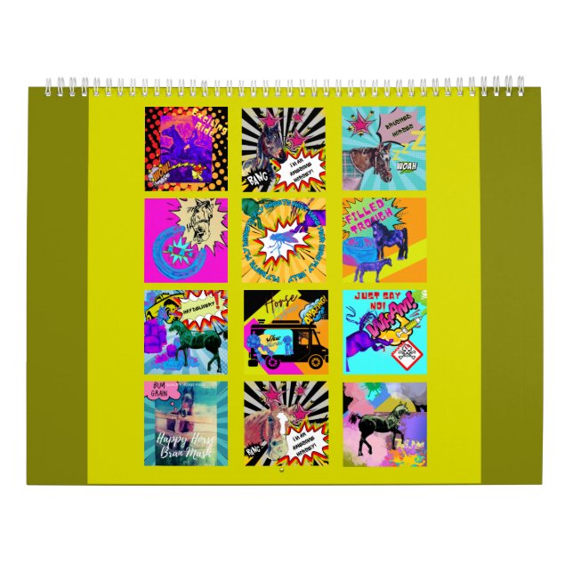 Calendario caballos de estilo cómico (Reverso)