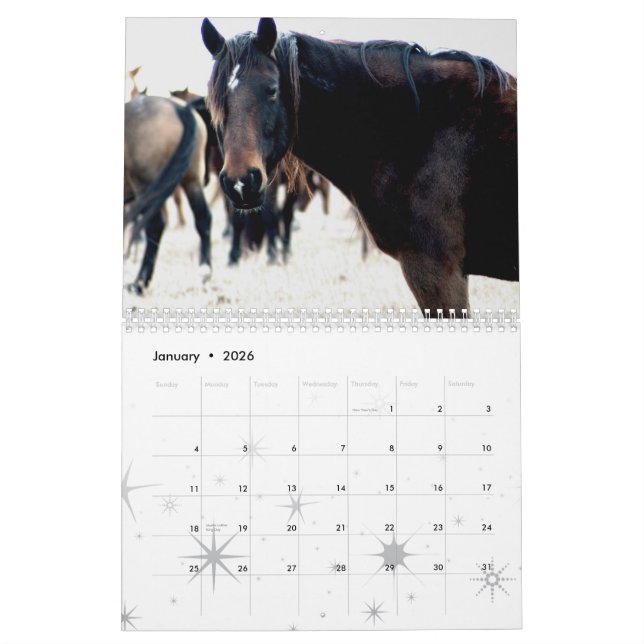 Calendario Caballos de las colinas del pedernal (Jan 2026)